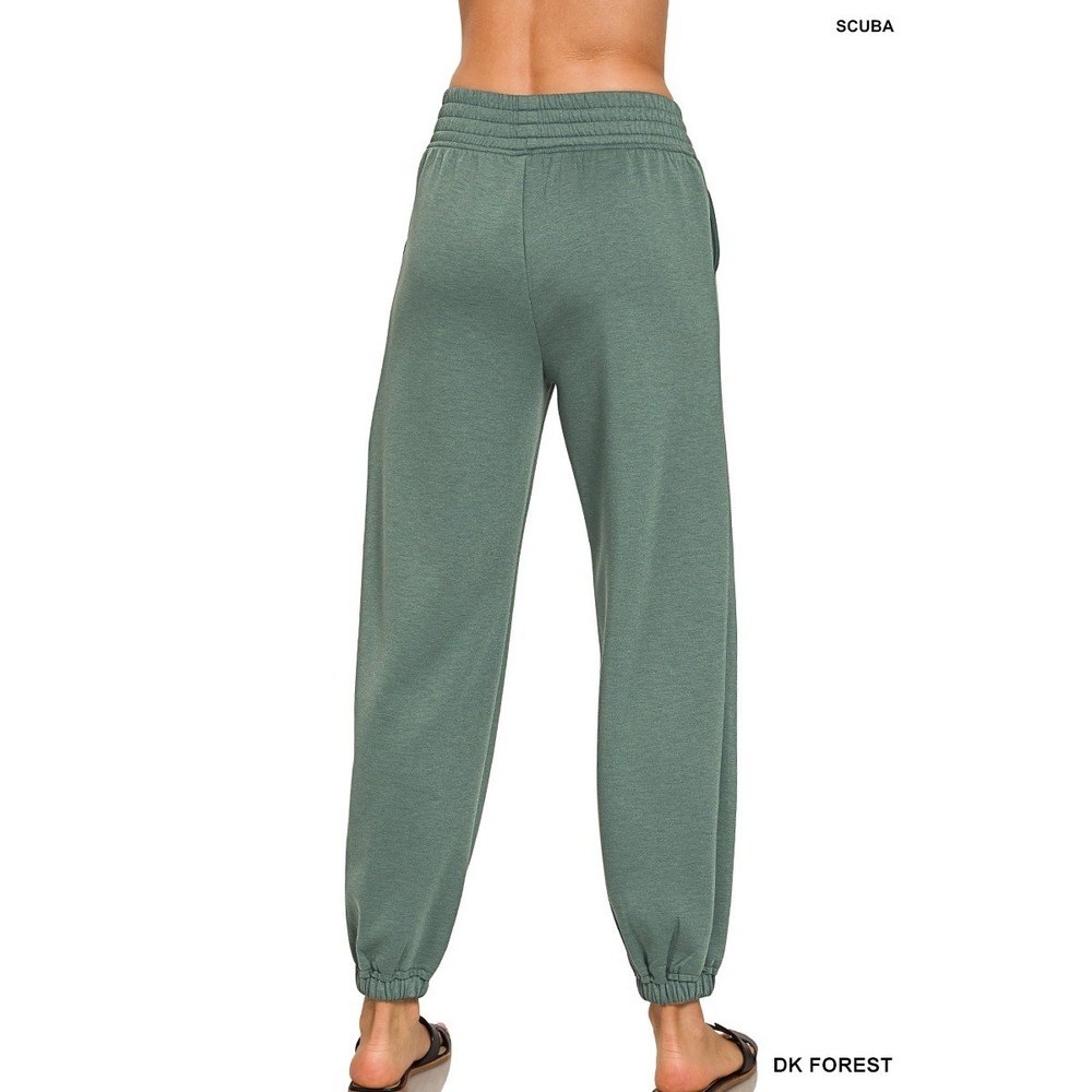 Zenana Scuba Elastic Waist Joggers with pockets - Dk Forest - Medium - Picture 3 of 3